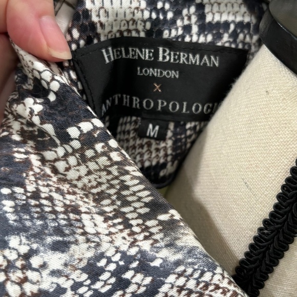 NWOT Anthropologie Helene Berman Snake-Printed Trench Coat, Size Medium - Picture 6 of 12